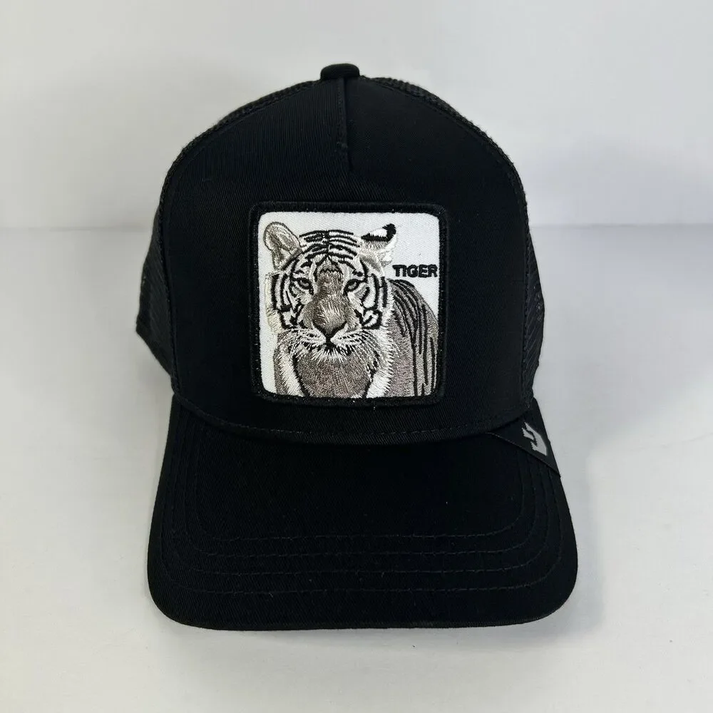 Goorin Bros The Farm The White Tiger Black Trucker Hat Snapback OSFM NWT